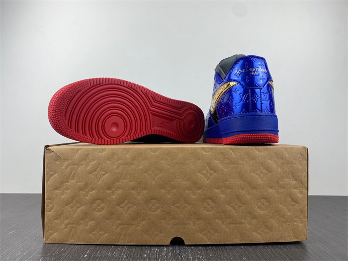 Luis Vitton Nike Air Force 1 Low By Royal blue Black Gold Red