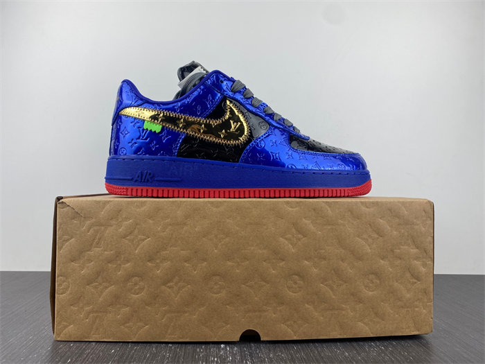 Luis Vitton Nike Air Force 1 Low By Royal blue Black Gold Red